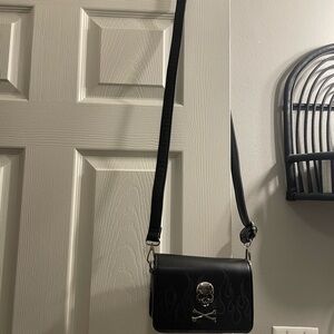 Disturbia Skull & Fire mini crossbody